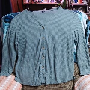 SHEIN Sage Button-Down Plus Size Shirt